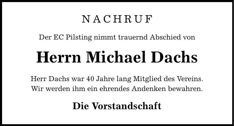 Traueranzeige Michael Dachs