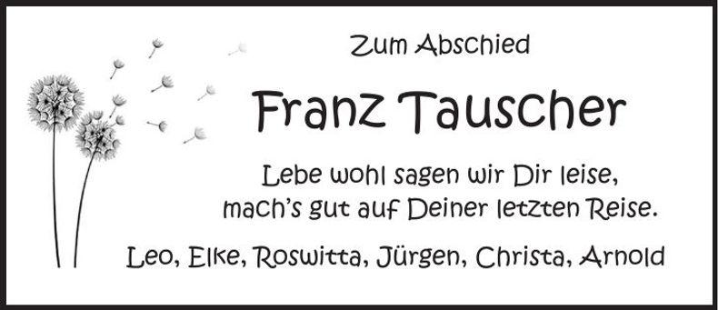 Traueranzeige Franz Tauscher
