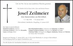 Traueranzeige Josef Zeilmeier