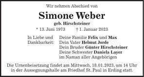 Traueranzeige Simone Weber