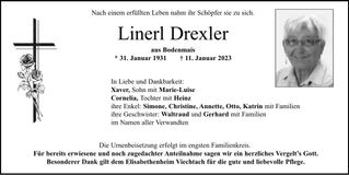 Traueranzeige Linerl Drexler