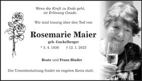Traueranzeige Rosemarie Maier