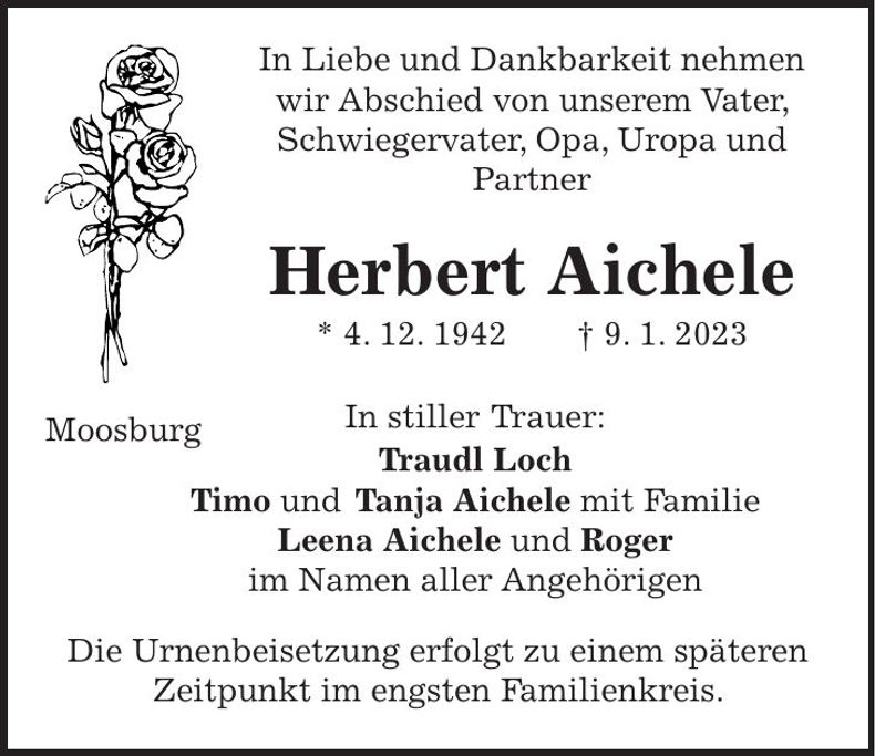 Traueranzeige Herbert Aichele