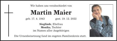 Traueranzeige Martin Maier