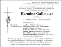 Traueranzeige Hermine Gallmaier