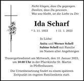 Traueranzeige Ida Scharf