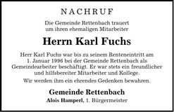 Traueranzeige Karl Fuchs