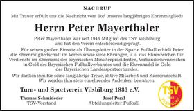 Traueranzeige Peter Mayerthaler