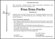 Traueranzeige Erna Fuchs