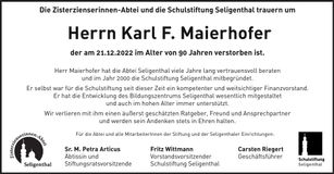 Traueranzeige Karl F. Maierhofer
