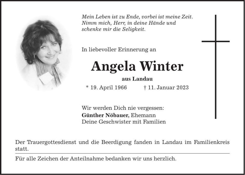 Traueranzeige Angela Winter