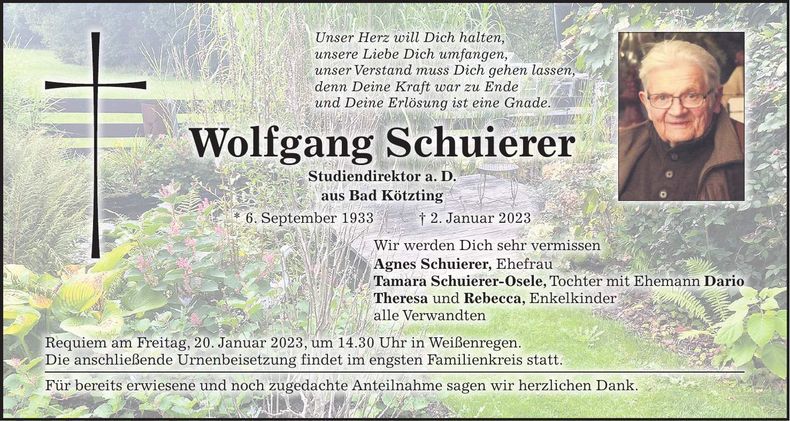 Traueranzeige Wolfgang Schuierer