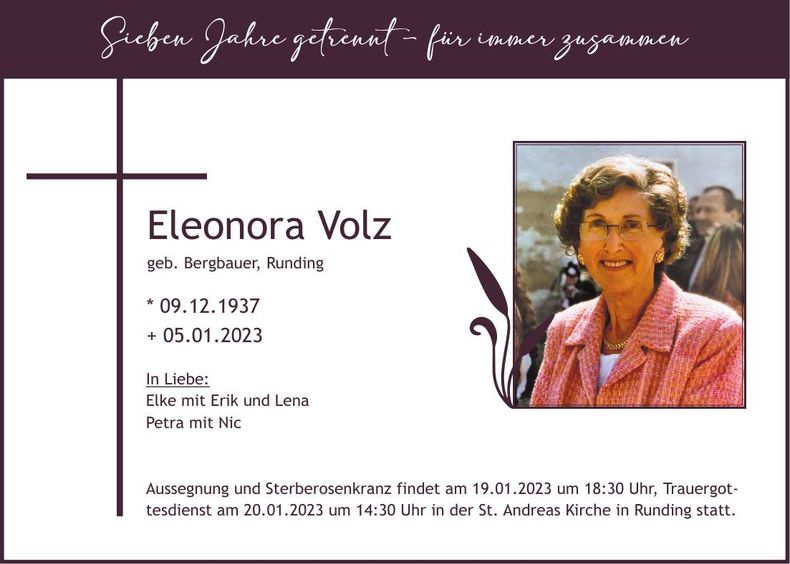 Traueranzeige Eleonora Volz