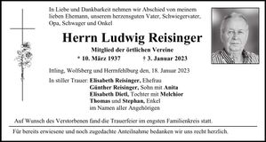 Traueranzeige Ludwig Reisinger