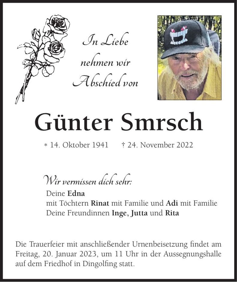 Traueranzeige Günter Smrsch