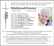 Traueranzeige Edeltraud Forster
