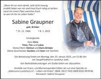 Traueranzeige Sabine Graupner
