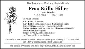 Traueranzeige Stilla Hiller