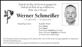 Traueranzeige Werner Schmeißer
