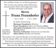 Traueranzeige Franz Fraunhofer