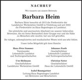 Traueranzeige Barbara Heim