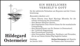 Traueranzeige Hildegard Ostermeier