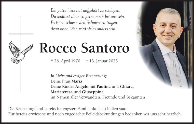 Traueranzeige Rocco Santoro