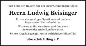 Traueranzeige Ludwig Reisinger