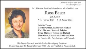 Traueranzeige Rosa Bauer