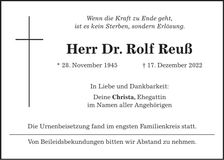 Traueranzeige Rolf Reuß