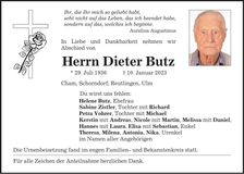 Traueranzeige Dieter Butz