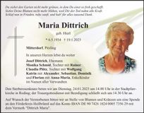 Traueranzeige Maria Dittrich