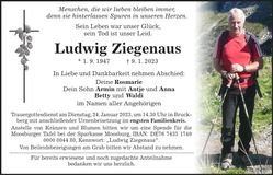 Traueranzeige Ludwig Ziegenaus