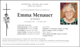 Traueranzeige Emma Menauer
