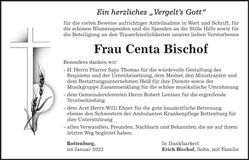 Traueranzeige Centa Bischof
