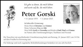 Traueranzeige Peter Gorski