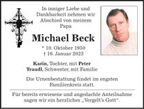 Traueranzeige Michael Beck