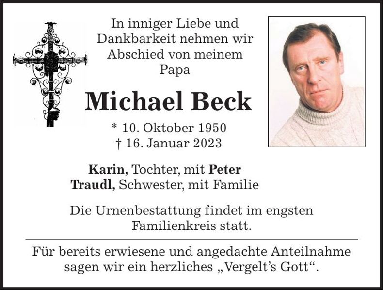 Traueranzeige Michael Beck