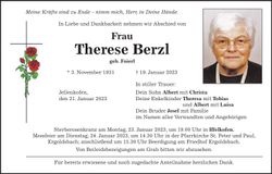 Traueranzeige Therese Berzl