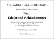 Traueranzeige Edeltraud Schönbrunner