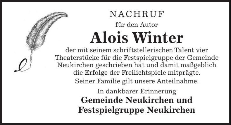 Traueranzeige Alois Winter