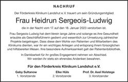 Traueranzeige Heidrun Sergeois-Ludwig