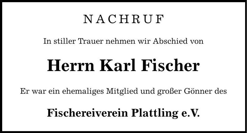 Traueranzeige Karl Fischer