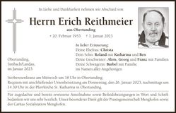 Traueranzeige Erich Reithmeier