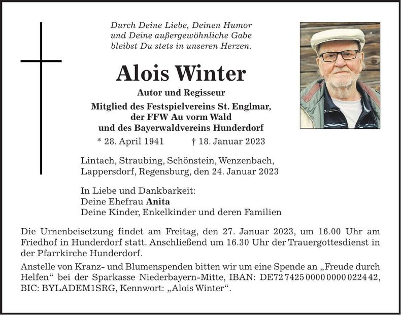 Traueranzeige Alois Winter