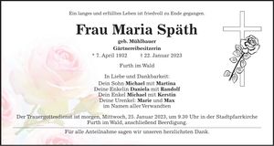 Traueranzeige Maria Späth