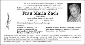 Traueranzeige Maria Zach