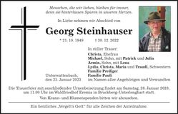 Traueranzeige Georg Steinhauser