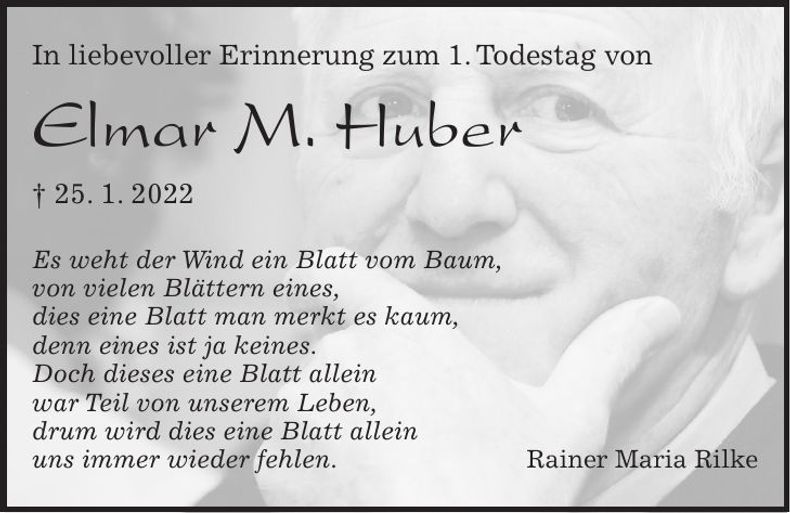 Traueranzeige Elmar Huber