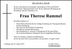 Traueranzeige Therese rammel